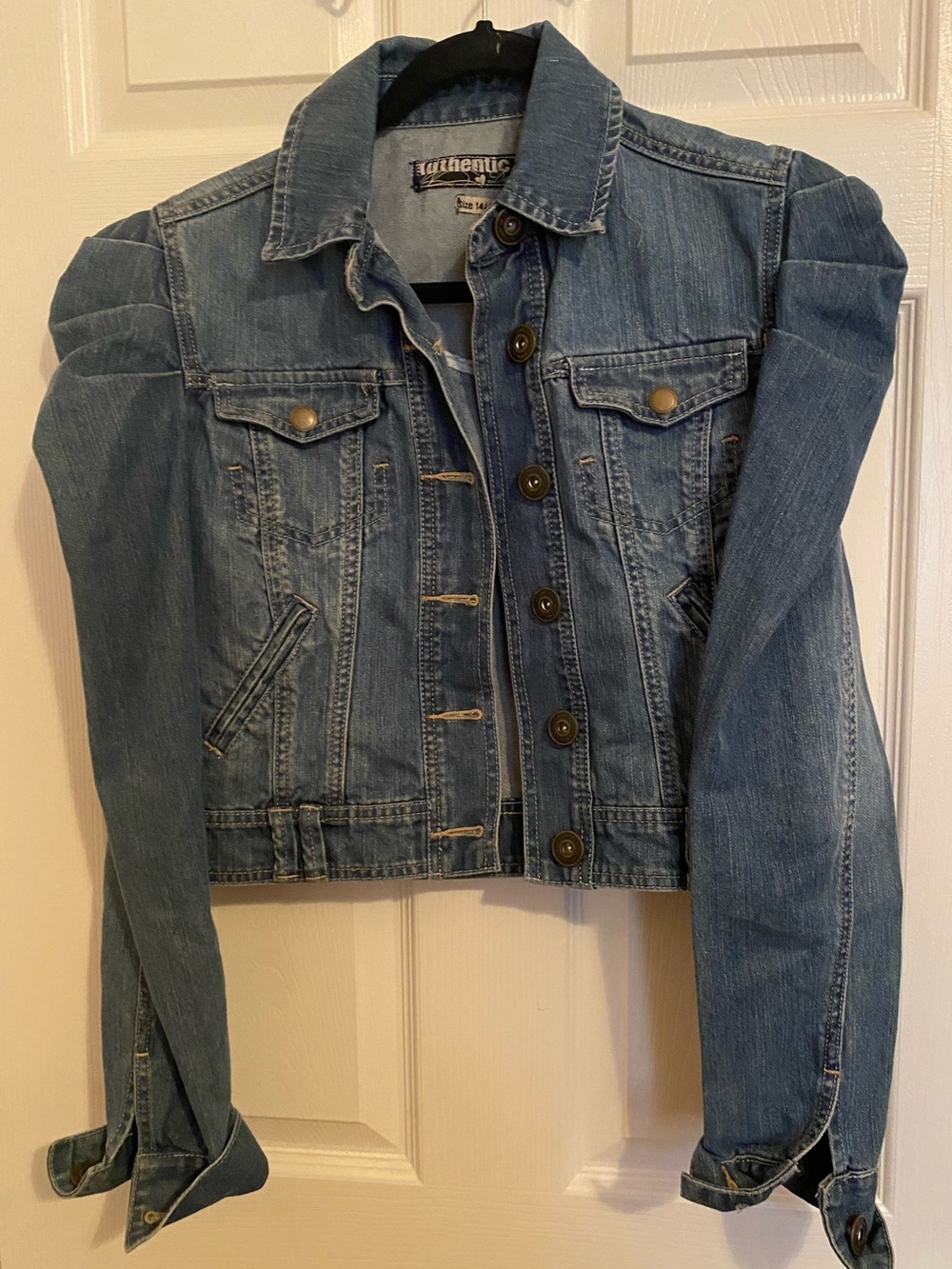 Authentic Denim Puff Sleeve Jean Jacket 14 42